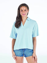 Load image into Gallery viewer, Simply Southern Knit Collar Tee--Ice (Light Blue)
