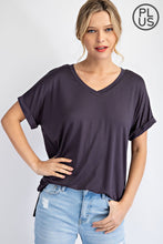 Load image into Gallery viewer, PLUS SIZE V NECK SHORT SLEEVE TOP BY RAE MODE