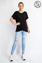 Load image into Gallery viewer, PLUS SIZE V NECK SHORT SLEEVE TOP BY RAE MODE