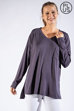 Load image into Gallery viewer, PLUS SIZE BASIC LONG SLEEVE TOP WITH POCKET BY RAE MODE