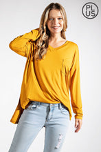 Load image into Gallery viewer, PLUS SIZE BASIC LONG SLEEVE TOP WITH POCKET BY RAE MODE