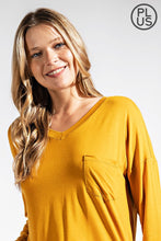 Load image into Gallery viewer, PLUS SIZE BASIC LONG SLEEVE TOP WITH POCKET BY RAE MODE