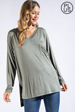 Load image into Gallery viewer, PLUS SIZE BASIC LONG SLEEVE TOP WITH POCKET BY RAE MODE