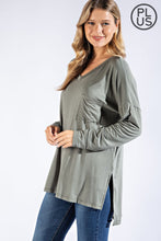 Load image into Gallery viewer, PLUS SIZE BASIC LONG SLEEVE TOP WITH POCKET BY RAE MODE