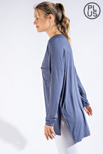 Load image into Gallery viewer, PLUS SIZE BASIC LONG SLEEVE TOP WITH POCKET BY RAE MODE