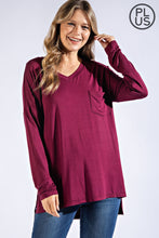 Load image into Gallery viewer, PLUS SIZE BASIC LONG SLEEVE TOP WITH POCKET BY RAE MODE