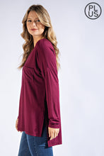 Load image into Gallery viewer, PLUS SIZE BASIC LONG SLEEVE TOP WITH POCKET BY RAE MODE