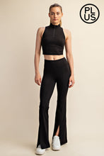 Load image into Gallery viewer, BUTTER HIGH WAIST FULL LENGTH FLARED LEGGINGS WITH FRONT SLIT BY RAE MODE