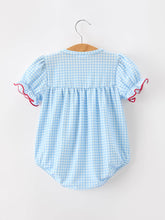 Load image into Gallery viewer, Christmas Santa Bow Plaid Girls Bubble Romper