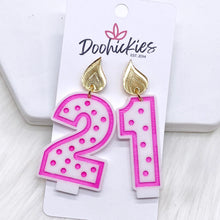 Load image into Gallery viewer, Milestone Birthday--2" Traditional Candle Acrylics -Birthday Earrings