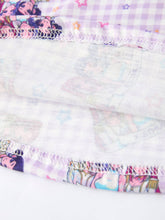 Load image into Gallery viewer, K POP Huntr/X--Purple Plaid Characters Print Short Sleeve Girls Dress