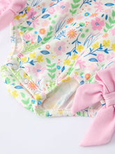 Load image into Gallery viewer, Easter Bunny Embroidered Pom-Pom Short-Sleeved Girls Romper