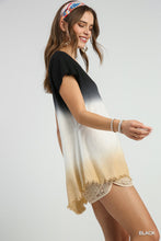 Load image into Gallery viewer, Umgee-Linen Blend Dip Dye Black/Gold Tunic Top