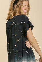 Load image into Gallery viewer, Umgee Linen Blend- Bleach Dip Dye-Ruffle Hem Dress