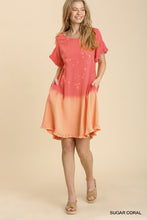 Load image into Gallery viewer, Umgee Linen Blend- Bleach Dip Dye-Ruffle Hem Dress