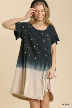 Load image into Gallery viewer, Umgee Linen Blend- Bleach Dip Dye-Ruffle Hem Dress