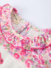 Load image into Gallery viewer, Easter Colorful Floral Bunny Embroidery Bow Ruffle Girl Dress