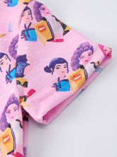 Load image into Gallery viewer, K POP Huntr/X -Pink Characters Print Short Sleeve Girls Dress