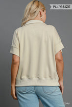 Load image into Gallery viewer, UMGEE Plus Size Lexe Knit Half Zip Short Sleeve Sweat Shirt