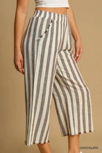 Load image into Gallery viewer, Umgee Linen Striped Waistband Pants - Chocolate