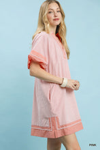 Load image into Gallery viewer, Umgee Mixed Stripe Mini Dress--Pink
