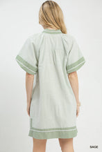 Load image into Gallery viewer, Umgee Mixed Stripe Mini Dress--Sage
