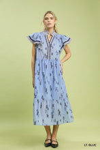 Load image into Gallery viewer, Umgee Blue Floral Tiered Midi Dress