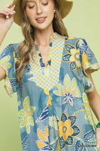 Load image into Gallery viewer, Umgee Boho Flutter Sleeve Midi Dress--Lagoon (Blues)