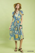 Load image into Gallery viewer, Umgee Boho Flutter Sleeve Midi Dress--Lagoon (Blues)