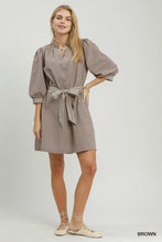 Load image into Gallery viewer, Umgee Fall Stripe Contrast Trim Brown Dress