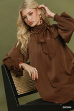 Load image into Gallery viewer, UMGEE Brown Side Bow Satin Dress