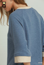 Load image into Gallery viewer, Umgee Dream Plush 3/4 Sleeve Top--Denim Blue