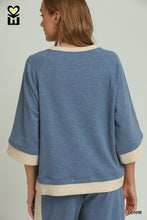 Load image into Gallery viewer, Umgee Dream Plush 3/4 Sleeve Top--Denim Blue