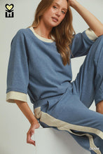 Load image into Gallery viewer, Umgee Dream Plush 3/4 Sleeve Top--Denim Blue
