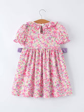 Load image into Gallery viewer, Easter Colorful Floral Bunny Embroidery Bow Ruffle Girl Dress