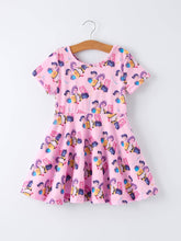 Load image into Gallery viewer, K POP Huntr/X -Pink Characters Print Short Sleeve Girls Dress
