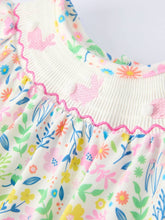 Load image into Gallery viewer, Easter Bunny Embroidered Pom-Pom Short-Sleeved Girls Romper