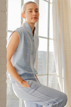 Load image into Gallery viewer, MODAL SCUBA STRIPE LUXE V-NECK SLEEVELESS TOP BY RAE MODE--FROST/CREAM STRIPE