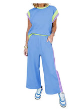 Load image into Gallery viewer, Trend Setter!--Colorblock Top and Pants Set--Sky Blue