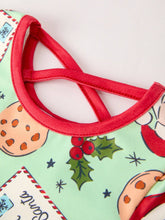 Load image into Gallery viewer, Winter Christmas Green Santa Girls Pocket Ruffle Dress