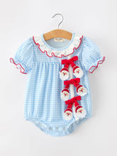 Load image into Gallery viewer, Christmas Santa Bow Plaid Girls Bubble Romper