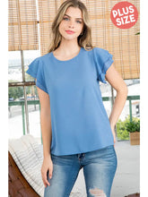 Load image into Gallery viewer, PLUS Size Layered Ruffle Sleeve Round Neck