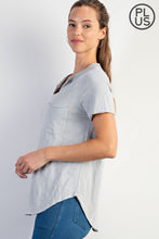 Load image into Gallery viewer, PLUS SIZE COTTON SLUB SHORT SLEEVE OVERSIZED TOP BY RAE MODE