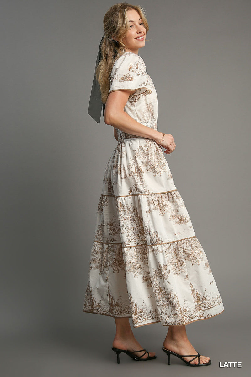 Umgee--Toile Print Tiered Maxi Dress Lilly Abigails Boutique Umgee--Toile Print Tiered Maxi Dress Lilly Abigails Boutique