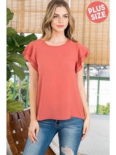 Load image into Gallery viewer, PLUS Size Layered Ruffle Sleeve Round Neck