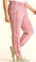 Load image into Gallery viewer, Umgee  Mineral Washed French Terry Cuffed Ribbed Jogger Pants