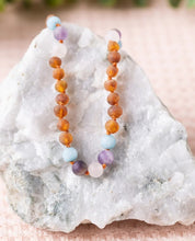 Load image into Gallery viewer, Kids | Mermaid Mix + Raw Cognac Amber Necklace - 10-11 inch