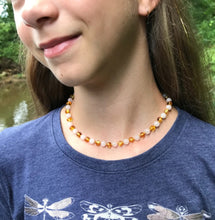 Load image into Gallery viewer, Kids | Rose Quartz + Honey Amber Necklace - 14-15 inch