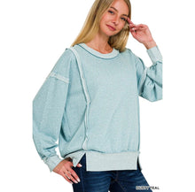 Load image into Gallery viewer, Washed Bottom Band Exposed Seam Sweatshirt