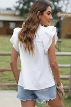 Load image into Gallery viewer, Ruffle Accent Flutter Sleeve Notch Neck Top
